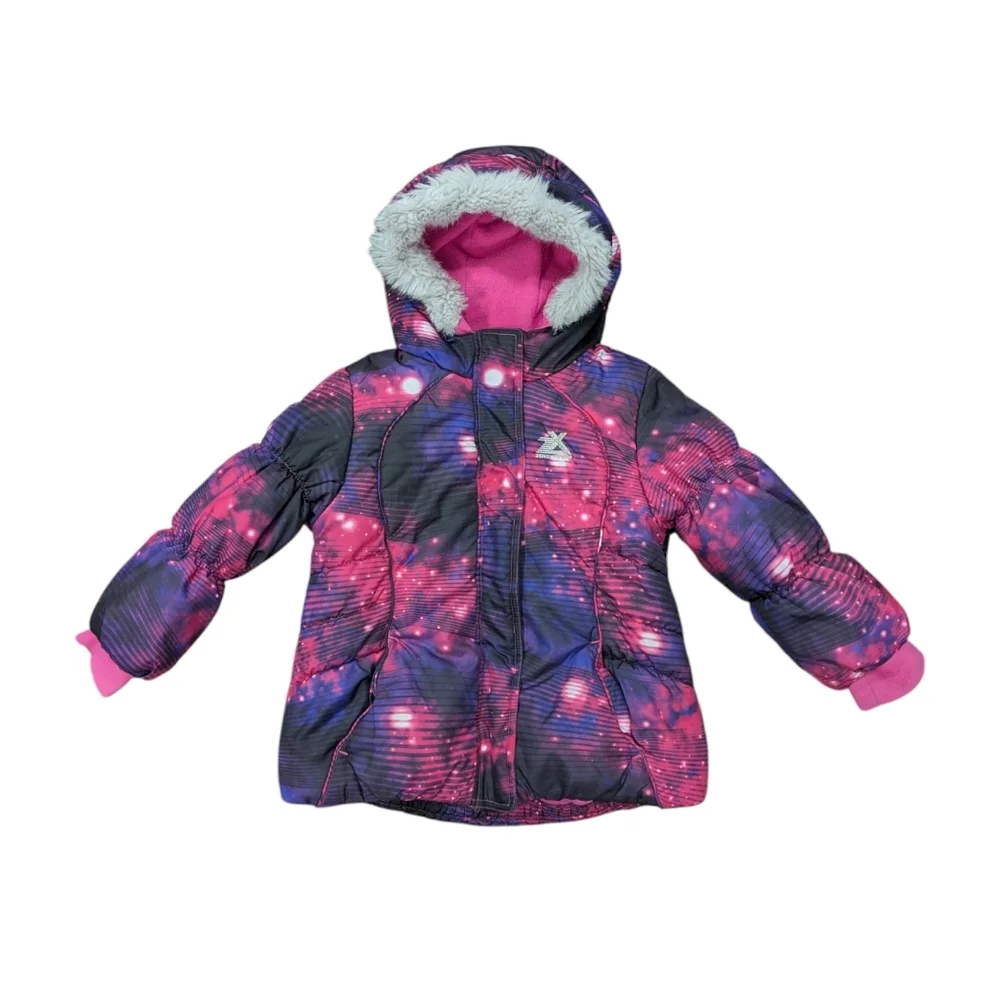ZeroXposur Pink Purple Stars Galaxy Winter Puffer Coat Jacket Parka Kid Girls 3T